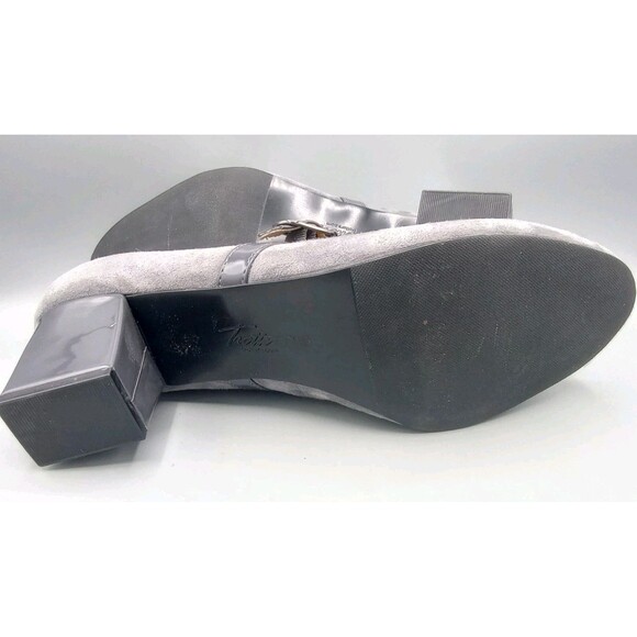 Trotters Mary Jane Suede Pump Shoes 10.5 W Ankle Strap High Heel Grey Classic - Picture 8 of 10